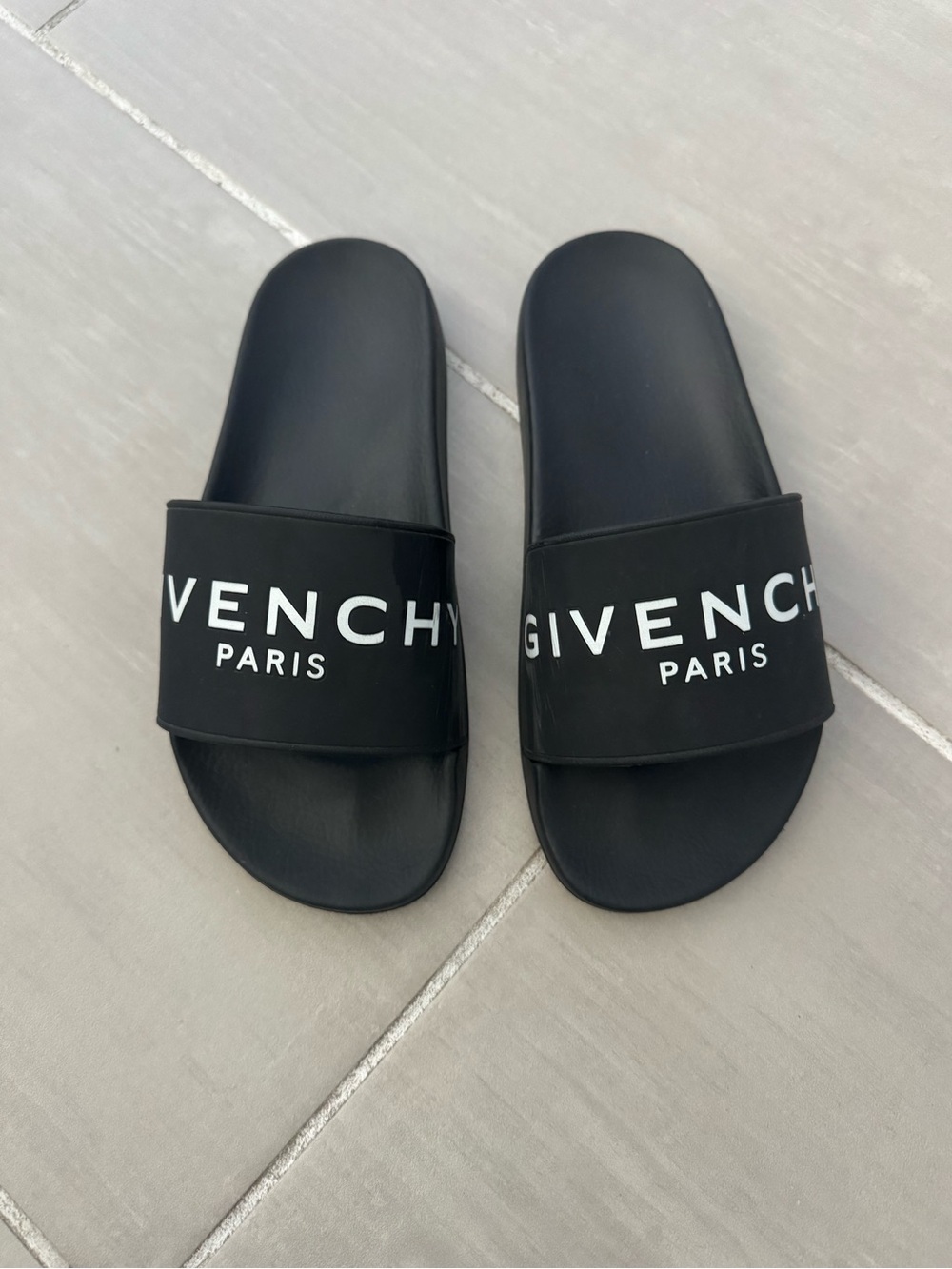 Givenchy Black and White Logo Slide Sandals